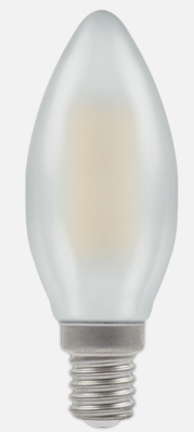 CL6.5SES-82DF-CR - 240v 6.5w E14 Pearl 2700K 880lms LED Candle Dimmable