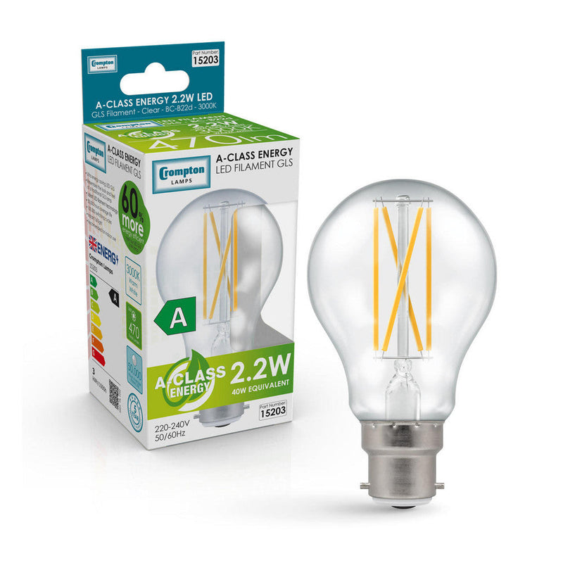 Crompton 15203 BC-B22d 2.2W GLS Warm White Light Bulb – The Lamp Company