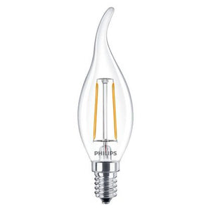 Philips Corepro LEDcandle E14 Bent-tip Filament Clear 2W 250lm - 827 Extra Warm White | Replaces 25W