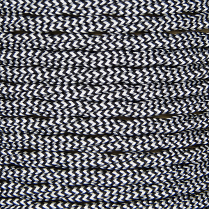 01791 - T-T Braided Flex 3 core 0.5mm Black/White Zig Zag Sold by the metre - Lampfix - sparks-warehouse