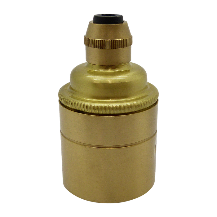 06581 Lampholder ES Brushed Brass Smooth Skirt with Cordgrip
