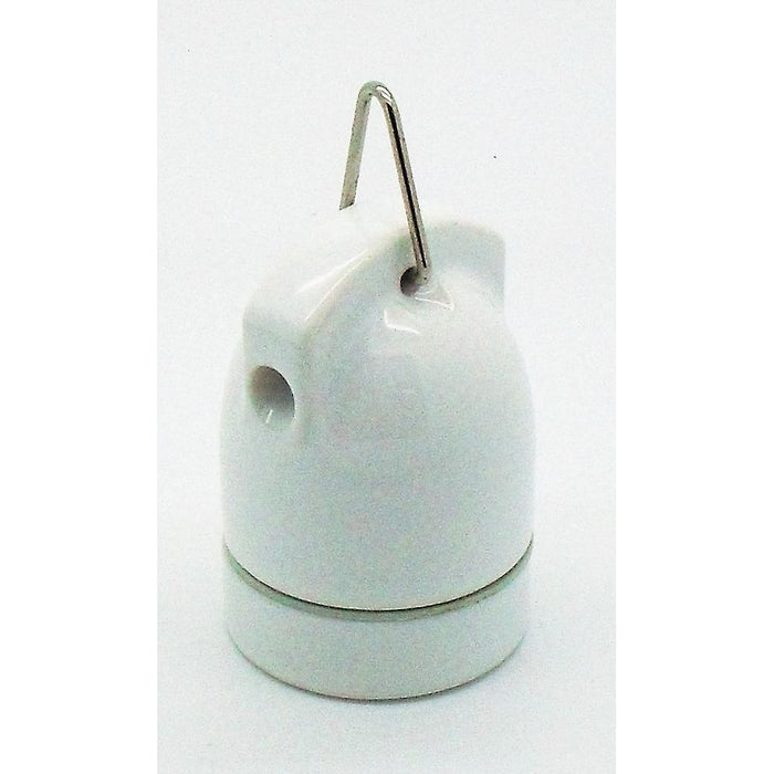 05741 - ES Gloss White Porcelain Festoon Pendant Lampholder