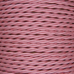 01051 T-T Braided Flex 3 core 0.75mm Baby Pink, mtr - Lampfix - Sparks Warehouse