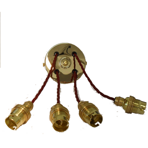 05686 PATRICIA Pendant Set. Brass Rose, Twisted Burgundy Flex Quartet (1mtr Per Drop) - Lampfix - Sparks Warehouse