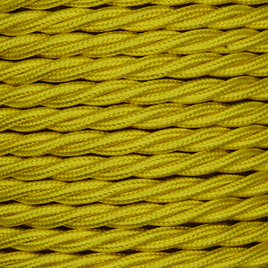 01005 Triple Twisted Braided Flex 3 core 0.75mm Yellow, mtr - Lampfix - Sparks Warehouse