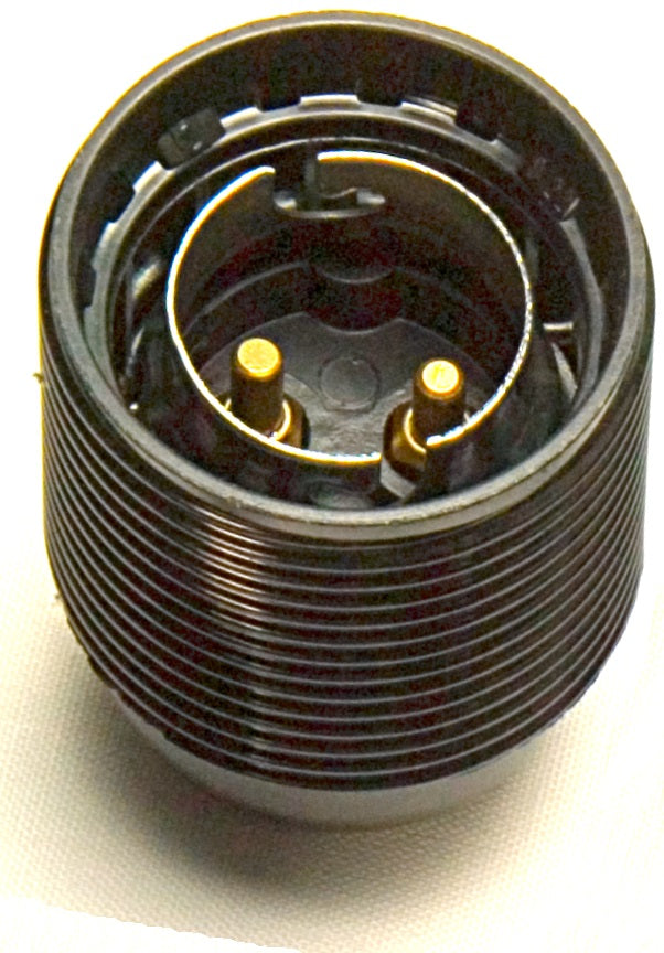 05167 Lampholder 10mm BC Threaded Skirt Black - Continental Style - BC / Bayonet Cap / B22, Black Plastic, 10mm Thread Entry