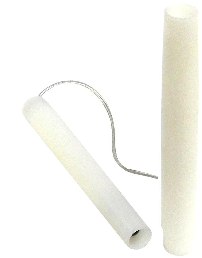 05080 E10 6" French Candle White 10mm Thread Entry - E10, White Plastic, 10mm Thread Entry