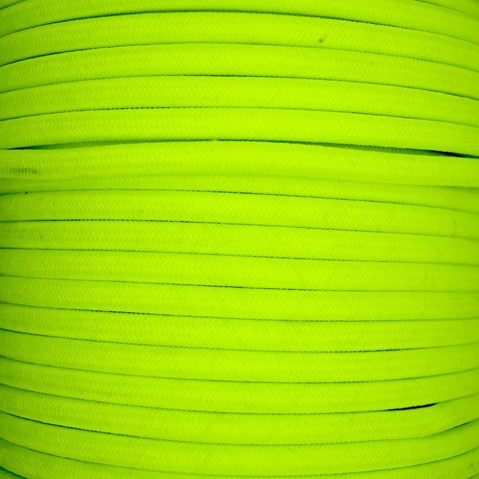 01030 Round Braided Flex 3 core 0.75mm Fluorescent Yellow, mtr