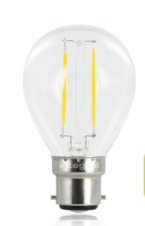 15151 - 2W BC Clear LED Filament Golf Ball