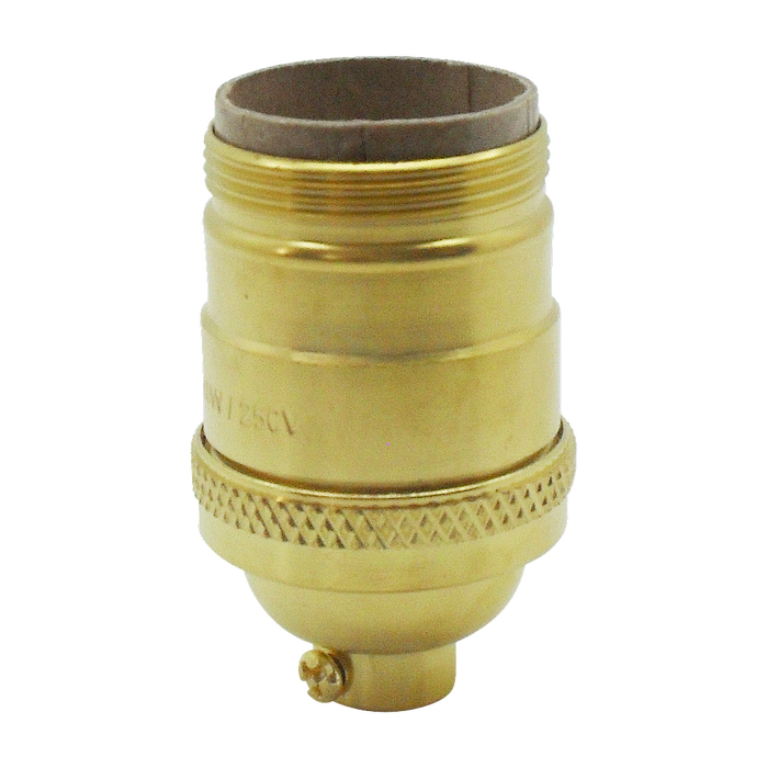 05732 E26 Brass Unswitched Lampholder 10mm (for use in USA) - E26, Brass, 10mm Thread Entry