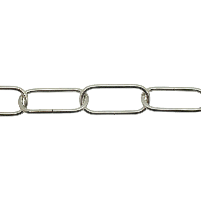 05074 - Ceiling Chain Large Flat Side Nickel 40x16mm, mtr (Safe Load 6kg)