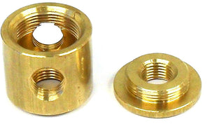 05676 - Brass Manifold with screw-down lid; 10mm tapped top and bottom; 2 side holes 10mm tapped - Lampfix - Sparks Warehouse