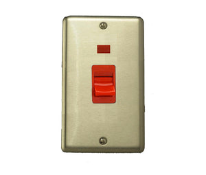 03062 - Cooker Switch 2G Plate + Neon Matt Chrome - Lampfix - Sparks Warehouse