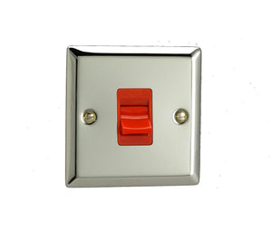 03045 - 45A DP Cooker Switch 1G Plate Mirror Chrome - Lampfix - Sparks Warehouse