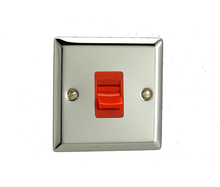 03045 - 45A DP Cooker Switch 1G Plate Mirror Chrome