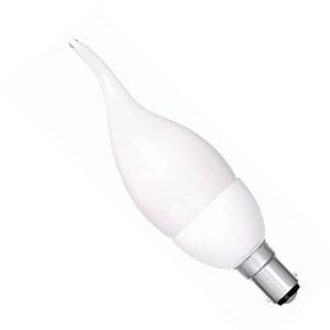 00729-BE - CFL Bent Tip Candle - 240v 7W BA15d Energy Saving Light Bulbs Bell - The Lamp Company