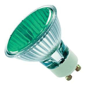 P1650FL-G-PK-CA - 240v 50w GU10 51mm 25Deg Green Coloured Light Bulbs Casell - The Lamp Company