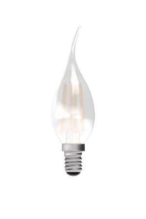 Bell 05027 - 4W LED Filament Bent Tip Satin Candle - SES, 2700K LED Filament Bent Tip Candle/ Chandelier - Non Dimmable Bell - The Lamp Company