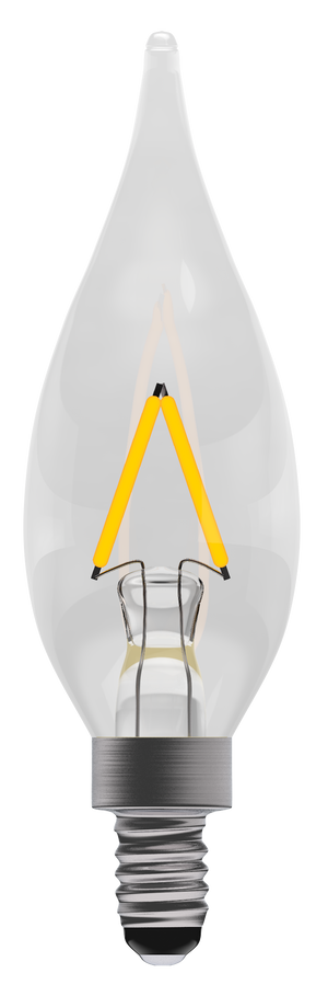 Bell 05029 - 1W LED Filament Chandelier - Clear, MES, 2700K LED Filament Bent Tip Candle/ Chandelier - Non Dimmable Bell - The Lamp Company