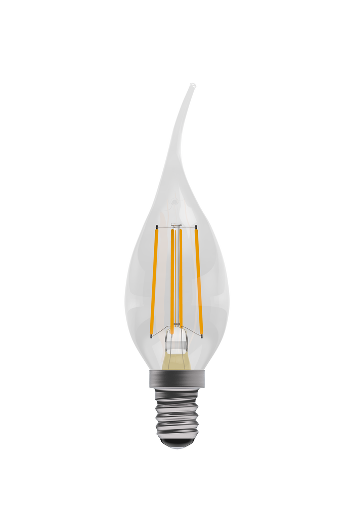 Bell 05033 - 4W LED Filament Bent Tip Clear Candle Dimmable - SES, 2700K