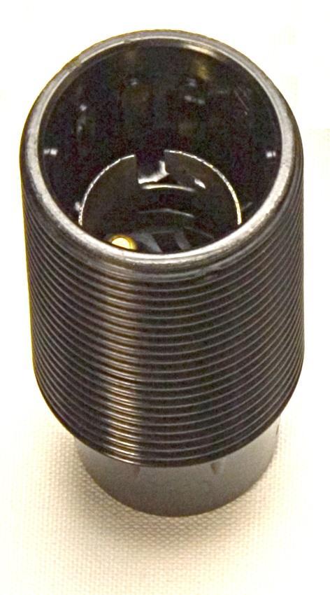 05165 Lampholder 10mm SBC Threaded Skirt Black - SBC / Small Bayonet Cap / B15, Black Plastic, 10mm Thread Entry