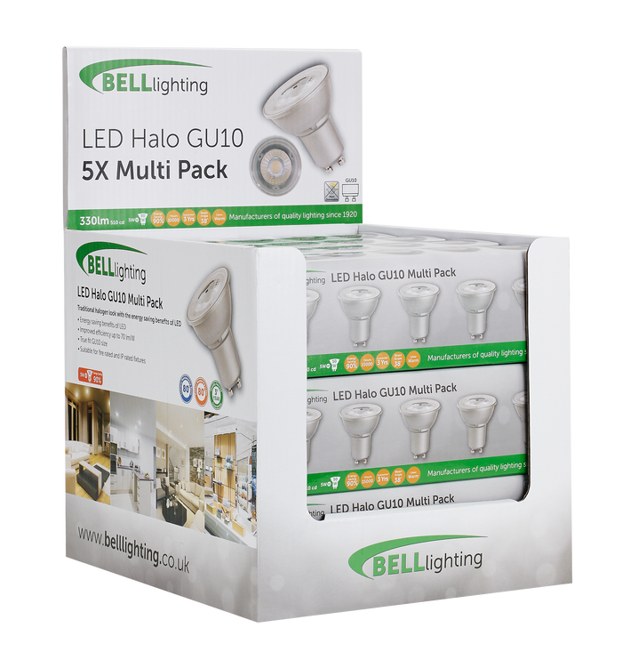 Bell 05901 - 5W LED Halo GU10 - 38°, 4000K, In Packs of 5, Supplied in 2 Counter Display Units