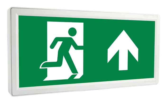 Bell 09053 - 3W Spectrum LED Emergency Ultra Slim Exit Sign Including Up Legend - Maintained Self Test - Supplied with white bezel