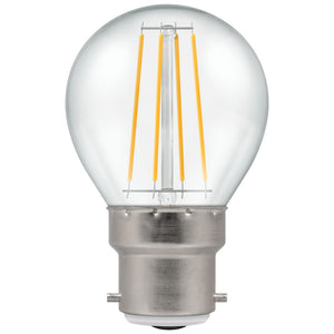Crompton LED Filament Round 5W 240V Very Warm White B22d Clear Dimmable