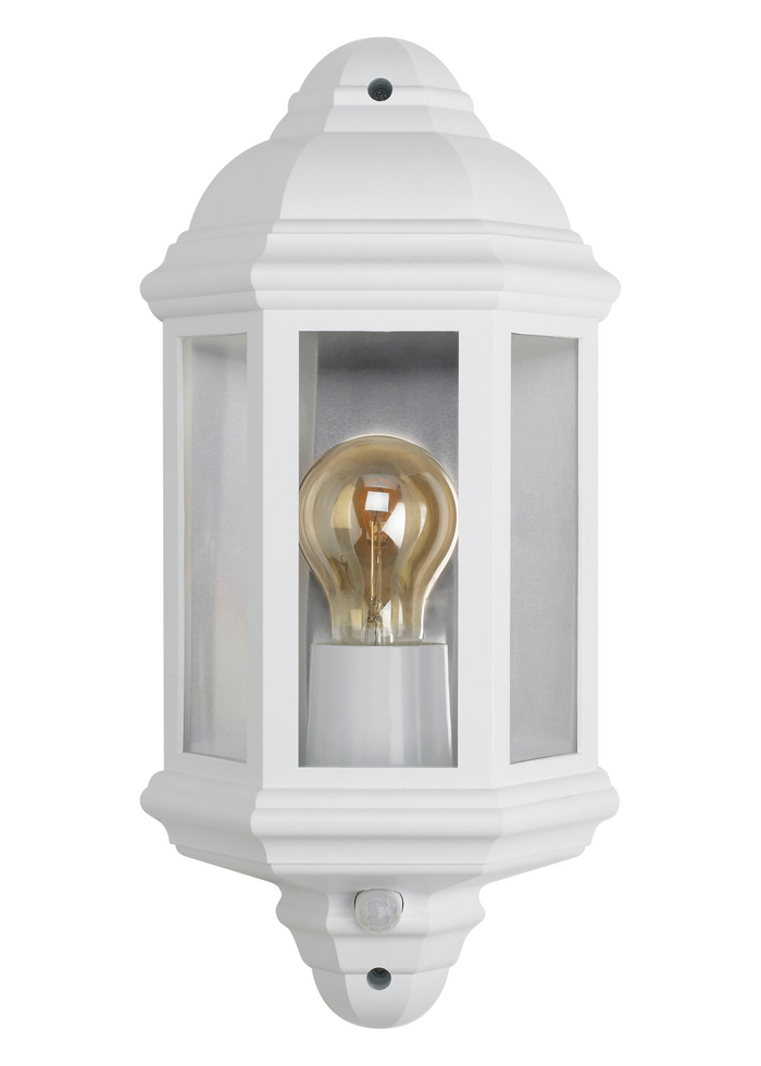 Bell 10365 - Retro Half Lantern White with PIR (lamp not included)