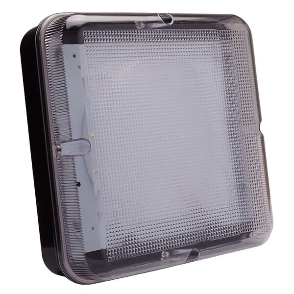 Bell 010838 - 14W Utilita LED Bulkhead, Square Emergency - Black w/Clear Bezel