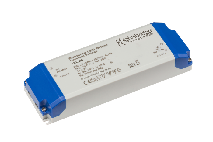 Knightsbridge 12DC50D IP20 12V 50W DC Dimmable LED Driver - Constant Voltage