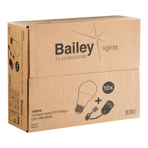 Bailey - 140818 - 10-Pack Combi E27 Fitting + LED 10W 4000K Light Bulbs Bailey - The Lamp Company