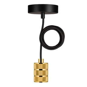 Bailey - 141472 - Pendant Riga E27 Gold 1.5M 2C Black Light Bulbs Bailey - The Lamp Company