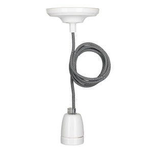 Bailey - 141475 - Pendant York E27 White 1.5M 2C Black/White Light Bulbs Bailey - The Lamp Company