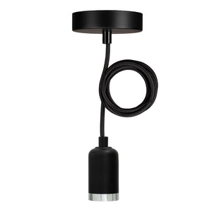 Bailey - 141479 - Pendant Bari E27 Black 1.5M 2C Black Light Bulbs Bailey - The Lamp Company