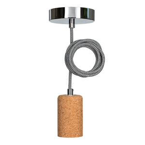 Bailey - 141482 - Pendant Cork E27 1.5M 2C Black/White Light Bulbs Bailey - The Lamp Company