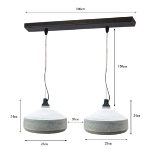 Bailey 141575 - Concrete Pendant 2 Lights E27 1.5M Black Suspension Bailey Bailey - The Lamp Company
