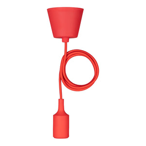 Bailey - 141584 - Silicone Pendant E27 Red 1.5M Light Bulbs Bailey - The Lamp Company