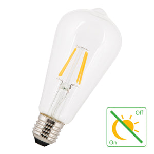 Bailey - 141866 - LED FIL Night Sensor ST64 E27 4W (35W) 400lm 827 Clear Light Bulbs Bailey - The Lamp Company