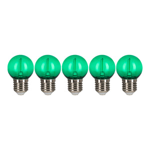 Bailey - 143028 - EcoPack 5pcs LED Party FIL G45 E27 0.6W Green PC Light Bulbs Bailey - The Lamp Company