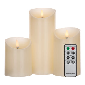 Bailey 143076 - LED Flicker Flame Set 3pcs Candle 7.5cm Ivory Bailey Bailey - The Lamp Company