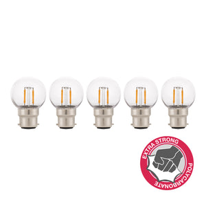 Bailey - 144083 - EcoPack 5pcs LED FIL Safe G45 B22d 2W (19W) 180lm 827 PC Cle Light Bulbs Bailey - The Lamp Company