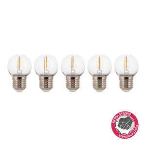 Bailey - 144945 - EcoPack 5pcs LED FIL Safe G45 E27 1W (9W) 80lm 827 PC Clear Light Bulbs Bailey - The Lamp Company
