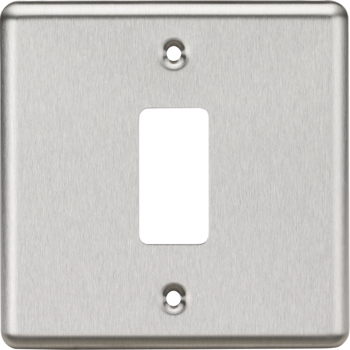 Knightsbridge GDCL1BC 1G Grid Faceplate - Rounded Edge Brushed Chrome