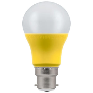 Crompton LED GLS Thermal Plastic 9W 110V B22d Very Warm White Opal Yellow Base
