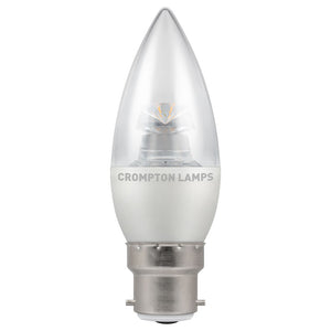 Crompton LED Candle Dimmable Clear 6.5W B22d Very Warm White