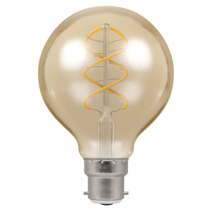Crompton 6W LED Spiral Filament G80 Antique Bronze Globe 2200K B22d Dimmable
