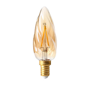 Girard Sudron Twisted Flamme F6 LED Filament Candle 2W Amber E14 Very Warm White