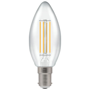 Crompton LED Filament Candle 5W 240V Very Warm White B15d Clear Dimmable