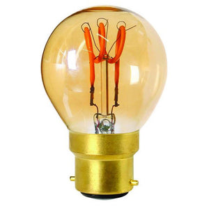 LED 3 Loops Filament Golfball 3W B22d Amber 2000K Dimmable